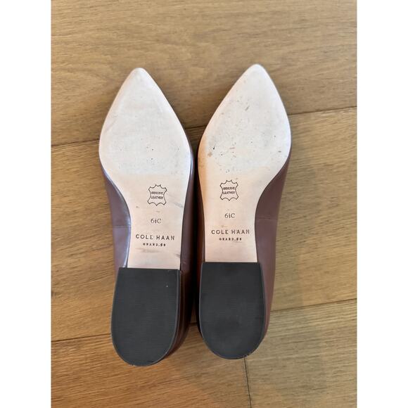 Women's Cole Haan Vesta Shoes Sz 6.5 C Width Brown Leather Pointy Toe Flat Sz - Picture 3 of 7